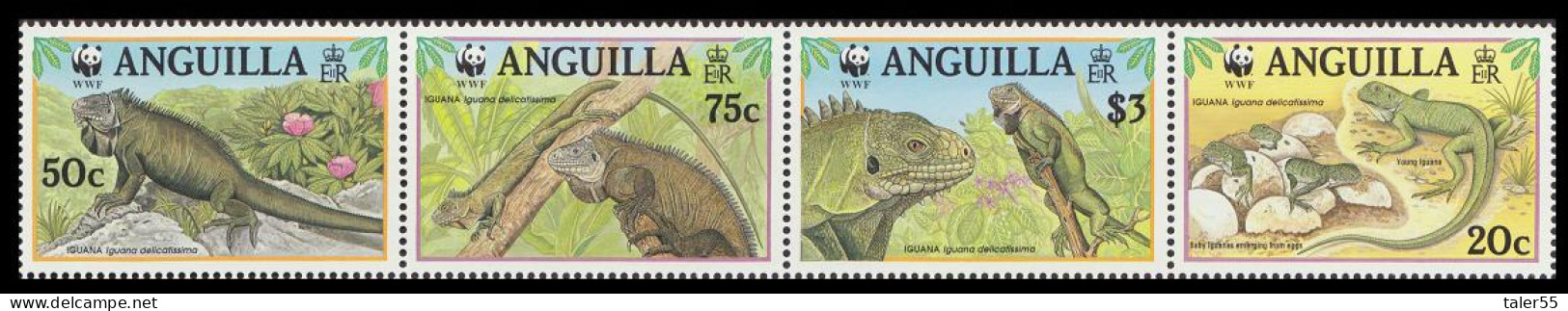 Anguilla WWF West Indian Iguana Strip Of 4v 1997 MNH SG#1004-1007 MI#988-991 Sc#968 A-d - Anguilla (1968-...)