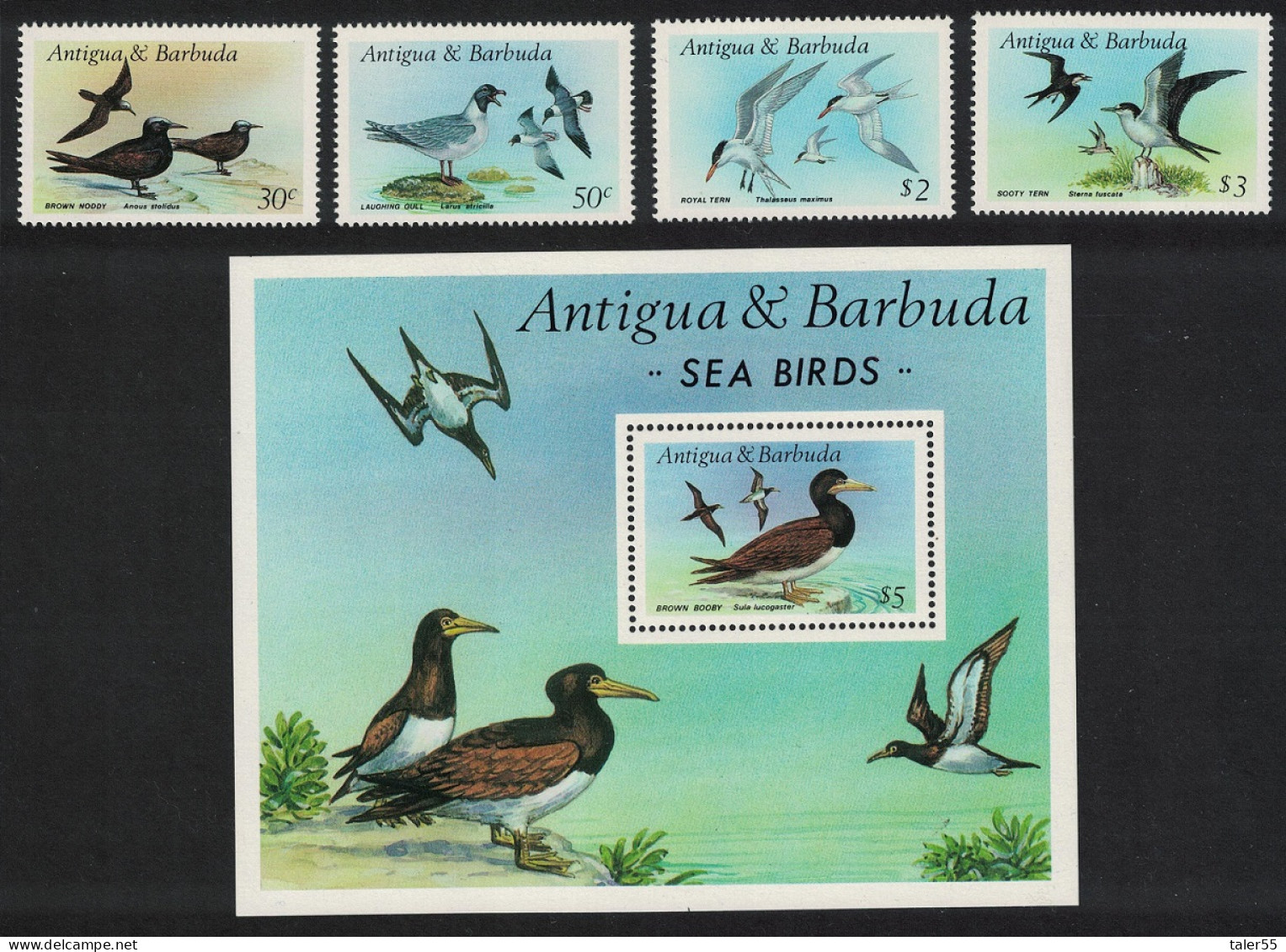 Antigua And Barbuda Noddy Gull Tern Booby Sea Birds 4v+MS 1987 MNH SG#1078=MS1085 MI#1015-1018+Block 124 - Antigua Et Barbuda (1981-...)