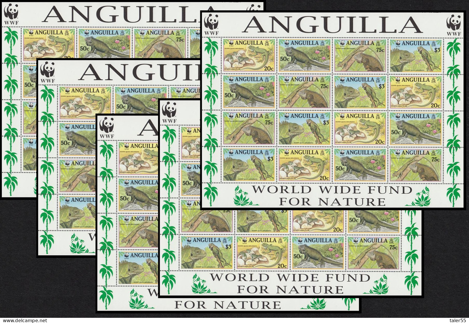 Anguilla WWF West Indian Iguana 5 Sheetlets [A] 1997 MNH SG#1004-1007 MI#988-991 Sc#968 A-d - Anguilla (1968-...)