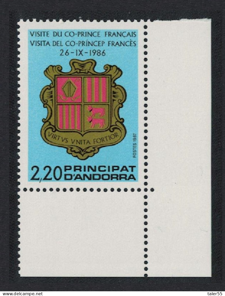 Andorra Fr. Visit Of French Co-prince French President SE Corners 1987 MNH SG#F389 - Neufs