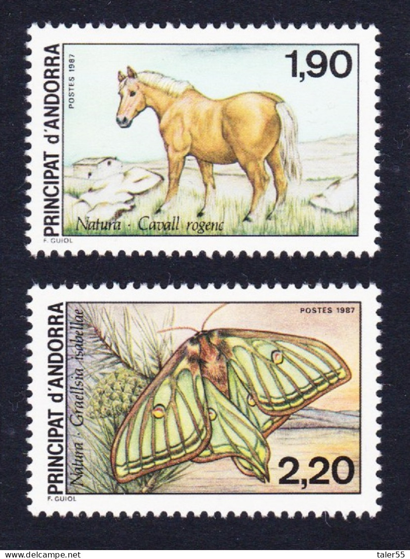 Andorra Fr. Horse Butterfly Nature Protection 2v 1987 MNH SG#F393-F394 MI#382-383 Sc#355-356 - Neufs