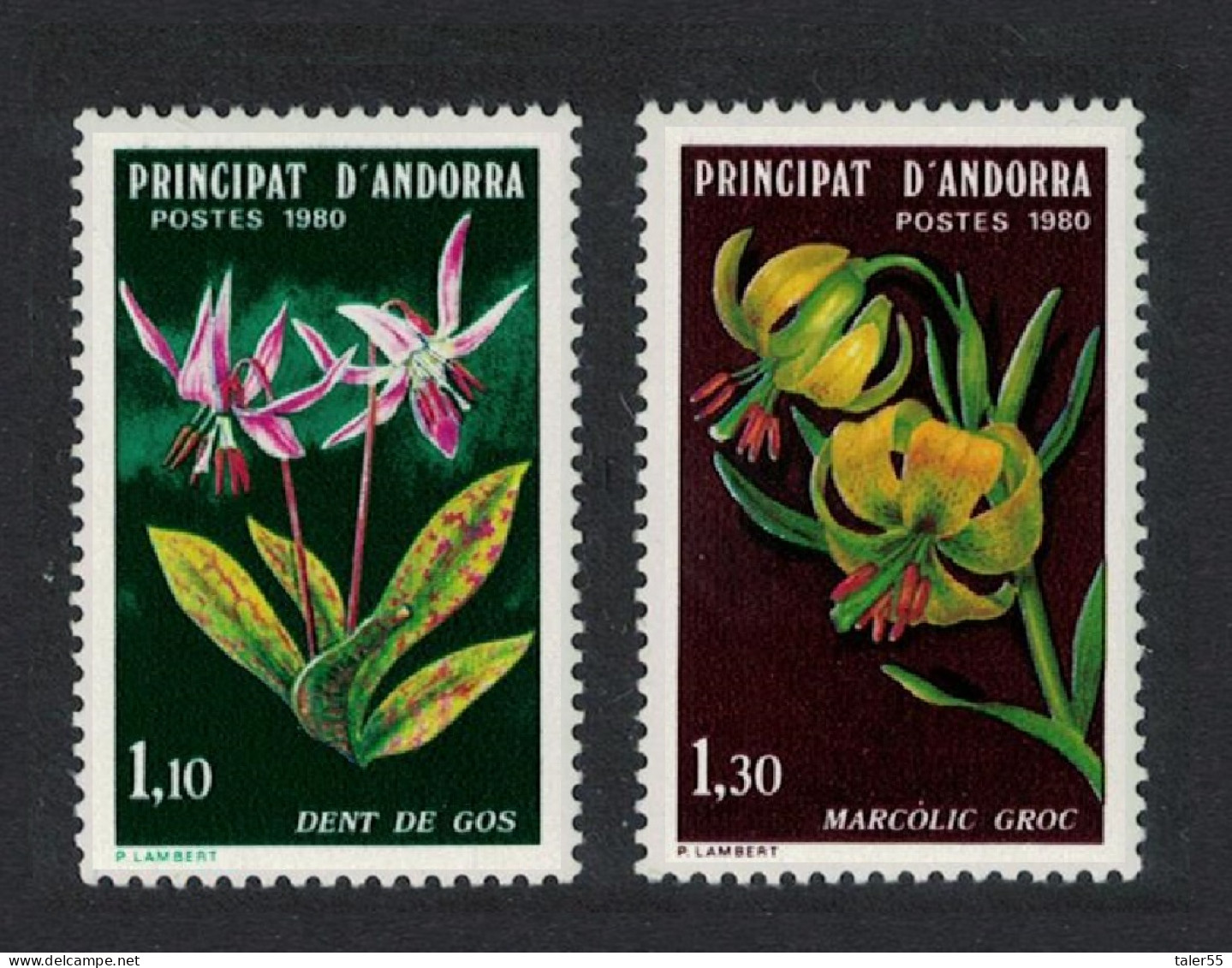 Andorra Fr. Lily Violet Nature Protection Flowers 2v 1980 MNH SG#F305-F306 MI#307-308 Sc#281-282 - Neufs