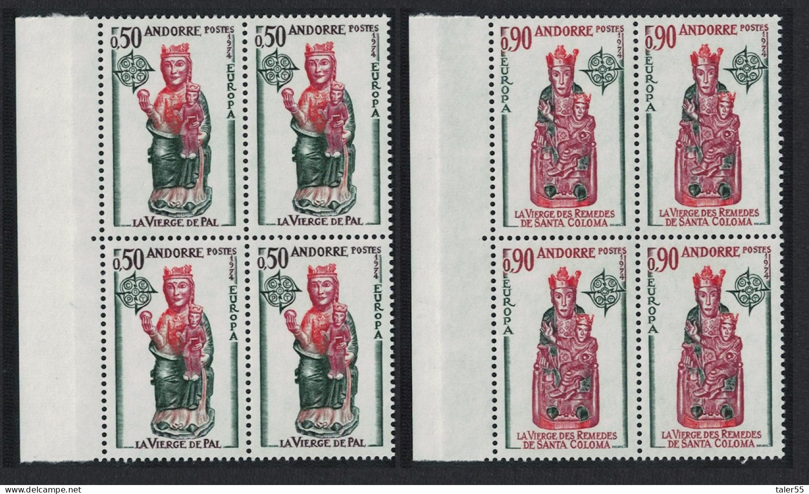 Andorra Fr. Church Sculptures Europa CEPT 2v Block Of 4 1974 MNH SG#F256-F257 - Nuevos