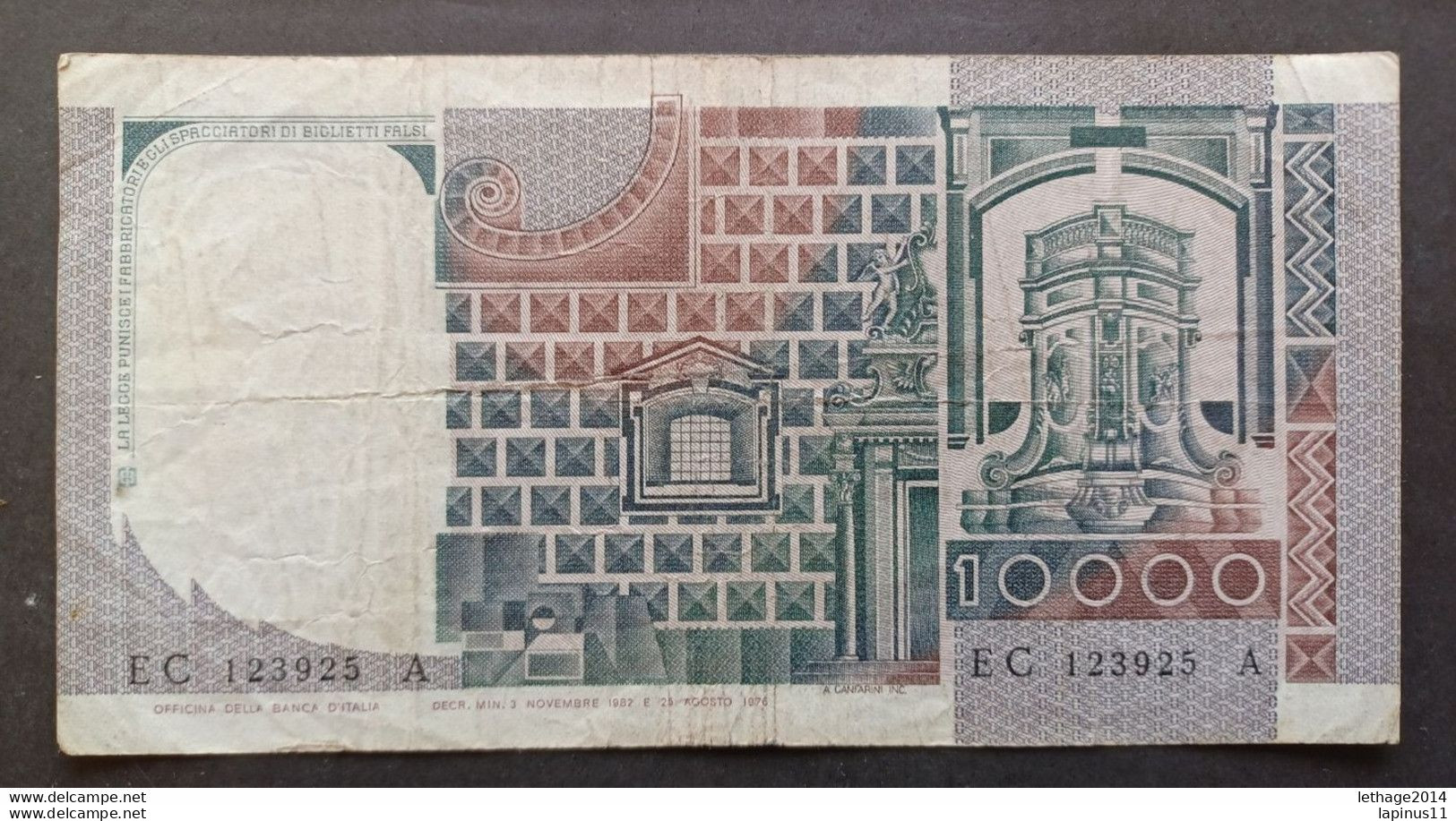 BANKNOTE ITALY 10000 LIRE 1982 OC - H CIAMPI STEVANI - 1000 Liras