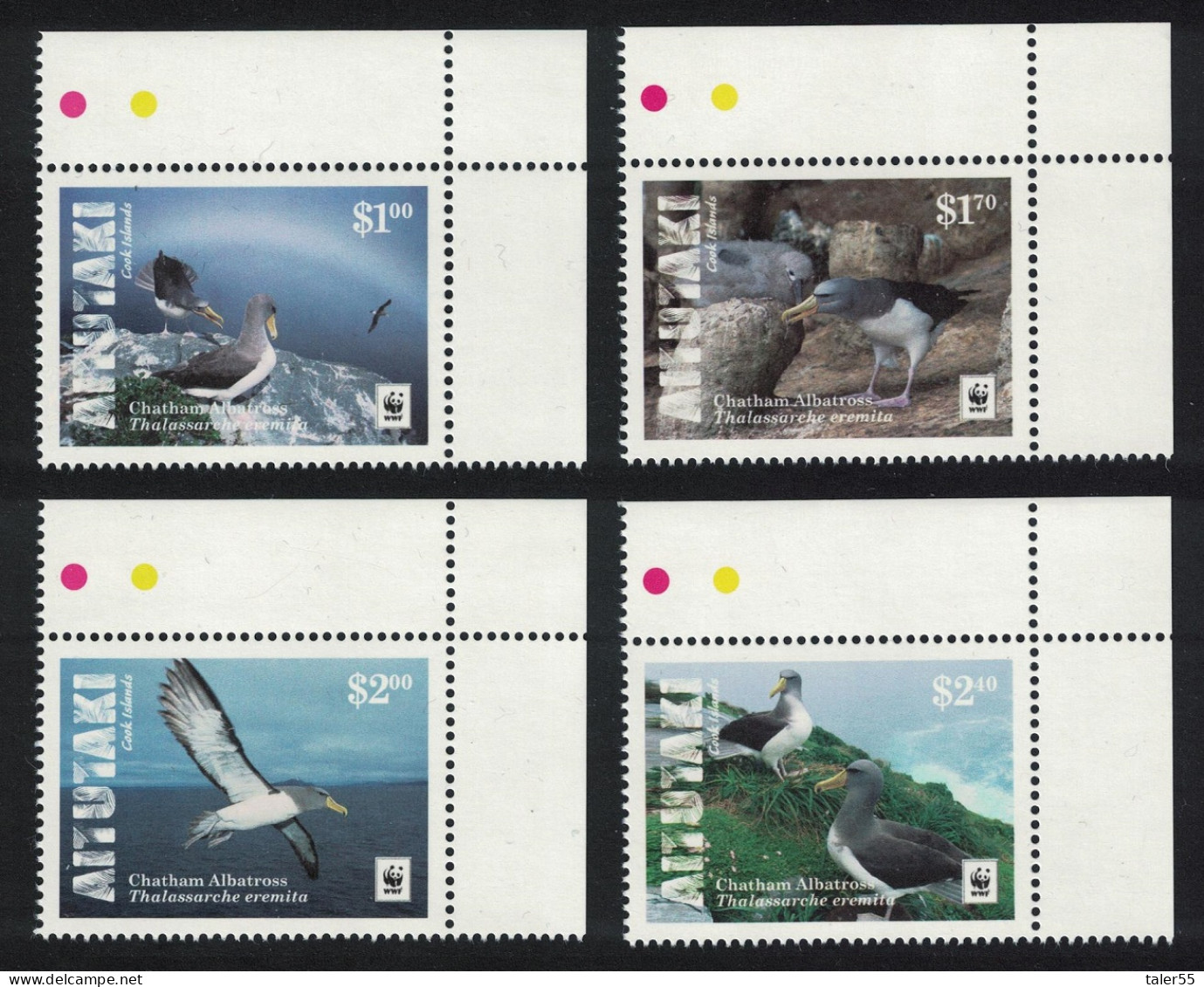Aitutaki WWF Chatham Albatross Birds 4v Corners 2016 MNH SG#850-853 - Aitutaki