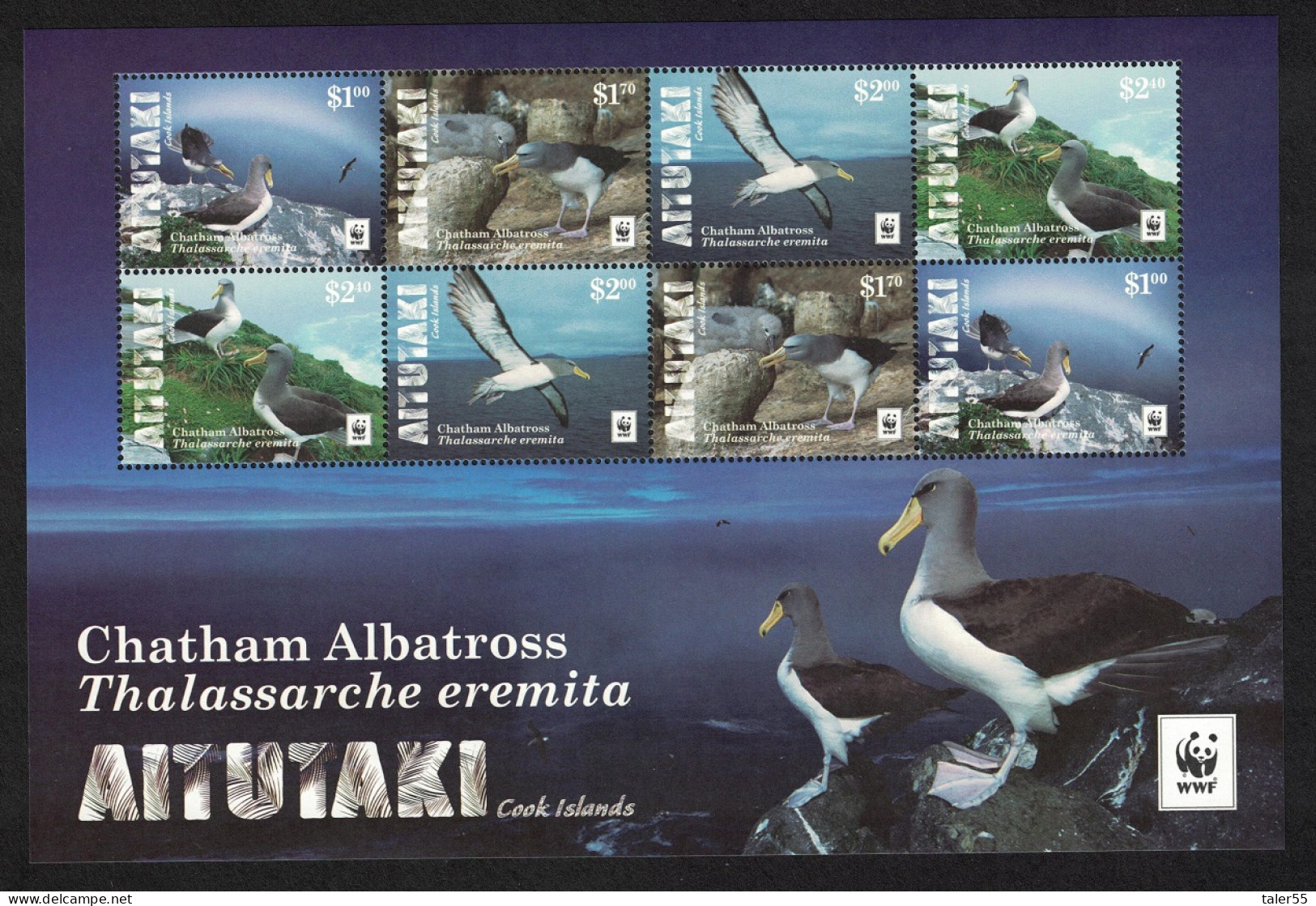 Aitutaki WWF Chatham Albatross Birds MS 2016 MNH SG#MS854 - Aitutaki