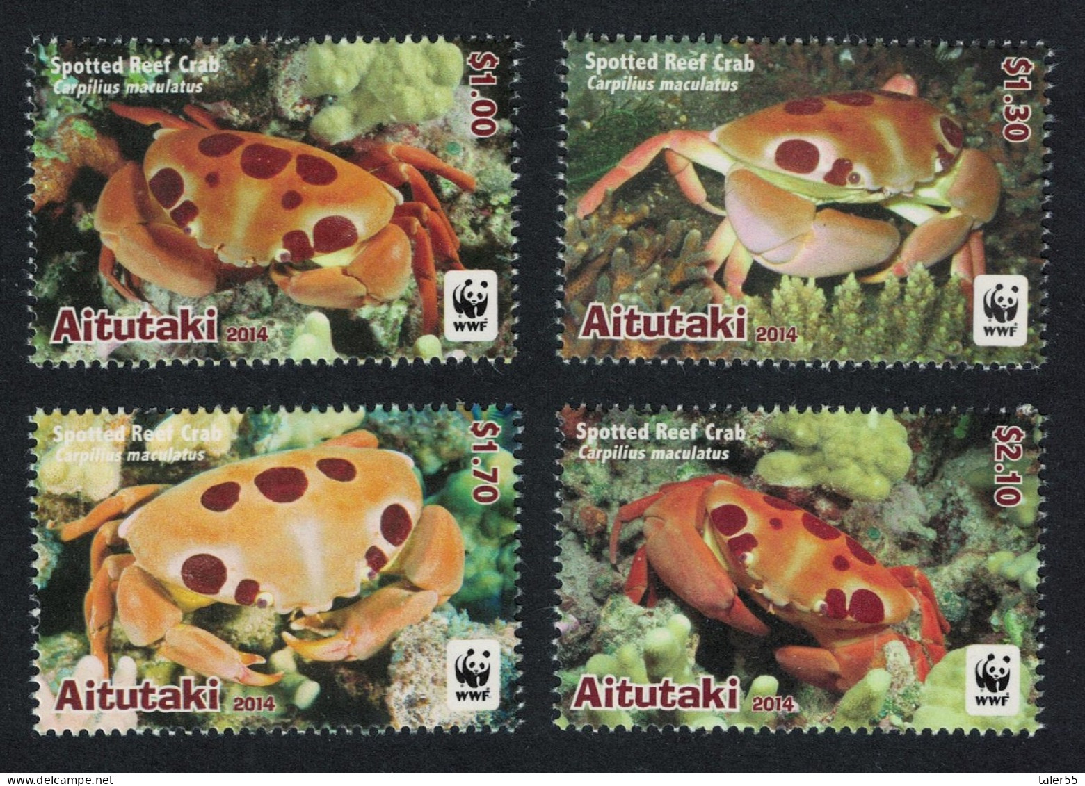 Aitutaki WWF Spotted Reef Crab 4v 2014 MNH SG#823-826 - Aitutaki