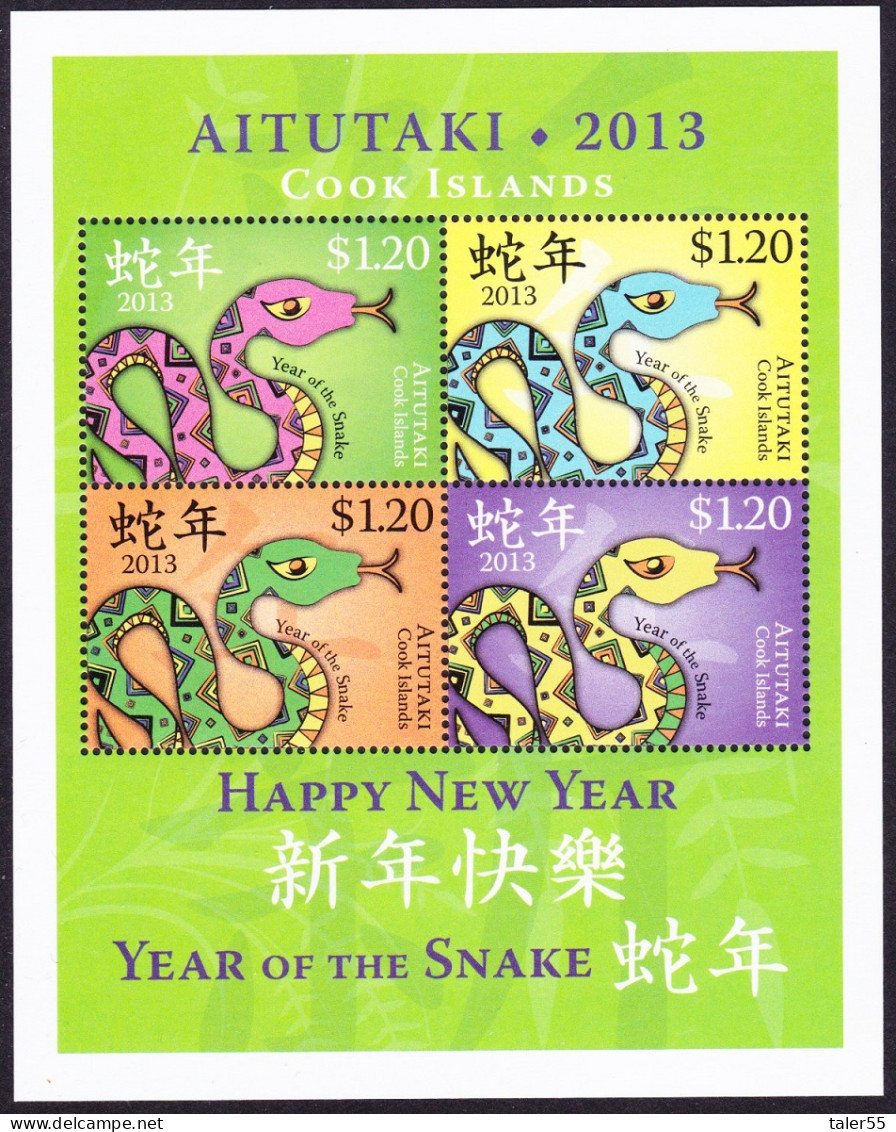 Aitutaki Chinese Year Of The Snake MS 2013 MNH SG#MS812 Sc#599 - Aitutaki