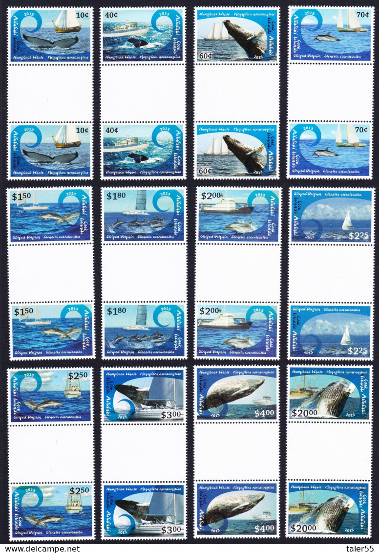 Aitutaki Whales Dolphins Ships Definitives Part 2 12v Gutter Pairs 2013 SG#778=801 Sc#600-611 - Aitutaki