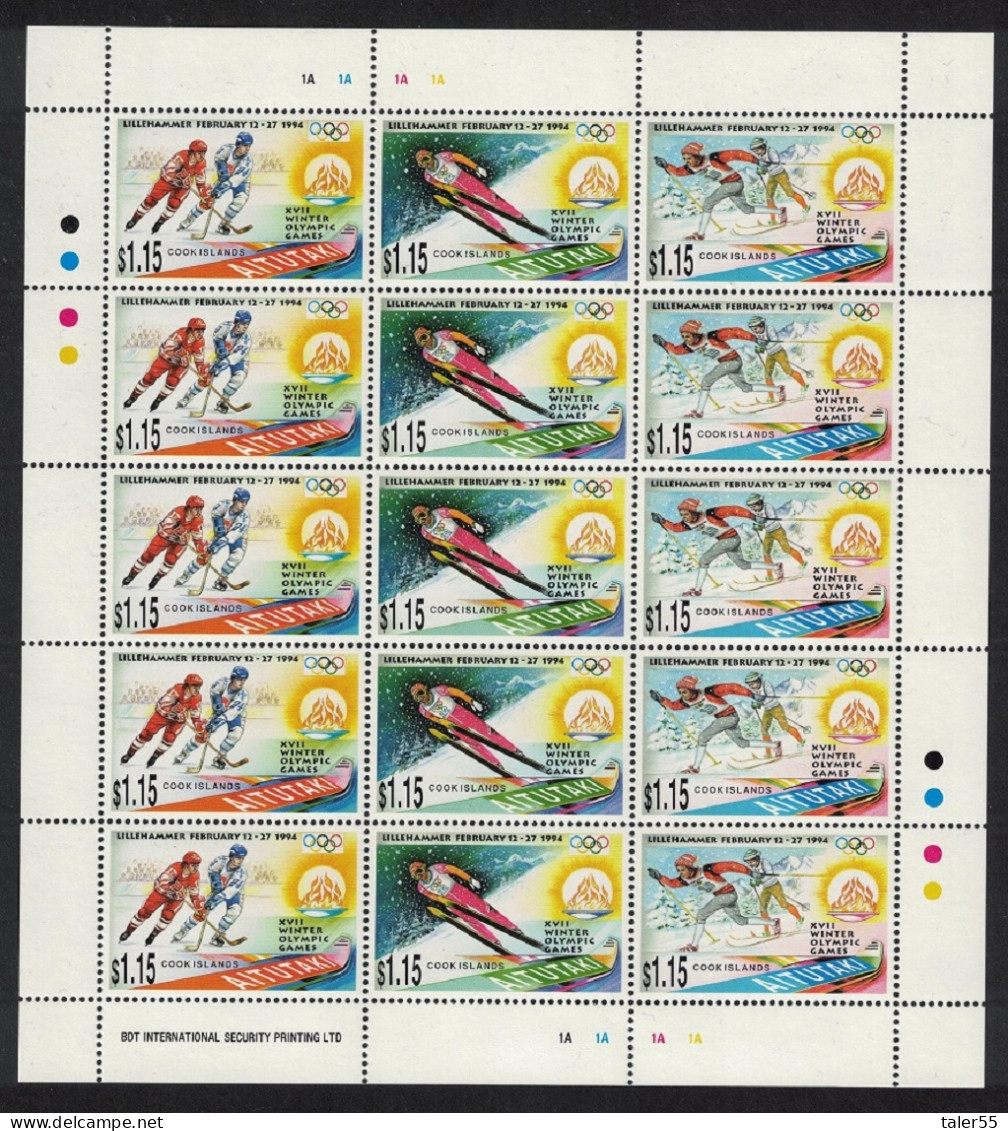 Aitutaki Winter Olympic Games Lillehammer Sheetlet 1994 MNH SG#658-660 - Aitutaki