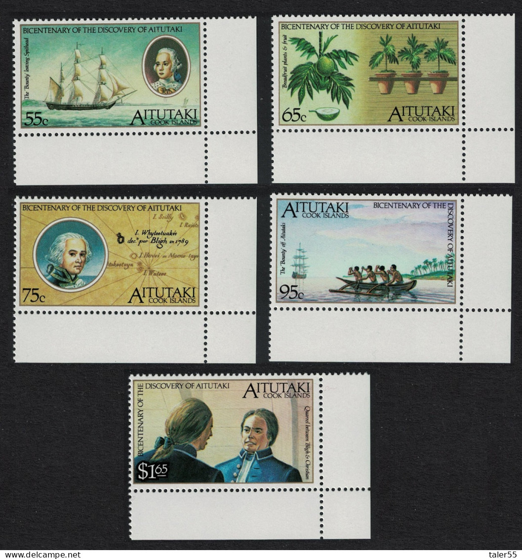 Aitutaki Bicentenary Of Discovery By Captain Bligh 5v Corners 1989 MNH SG#596-600 - Aitutaki