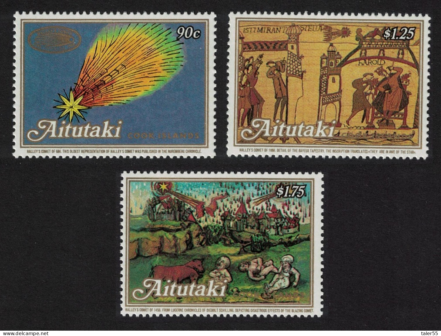 Aitutaki Appearance Of Halley's Comet 3v 1986 MNH SG#537-539 - Aitutaki