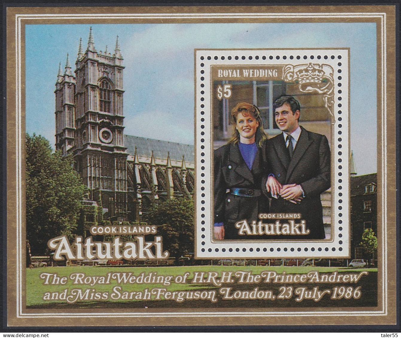 Aitutaki Royal Wedding Prince Andrew MS 1987 MNH SG#MS548 - Aitutaki