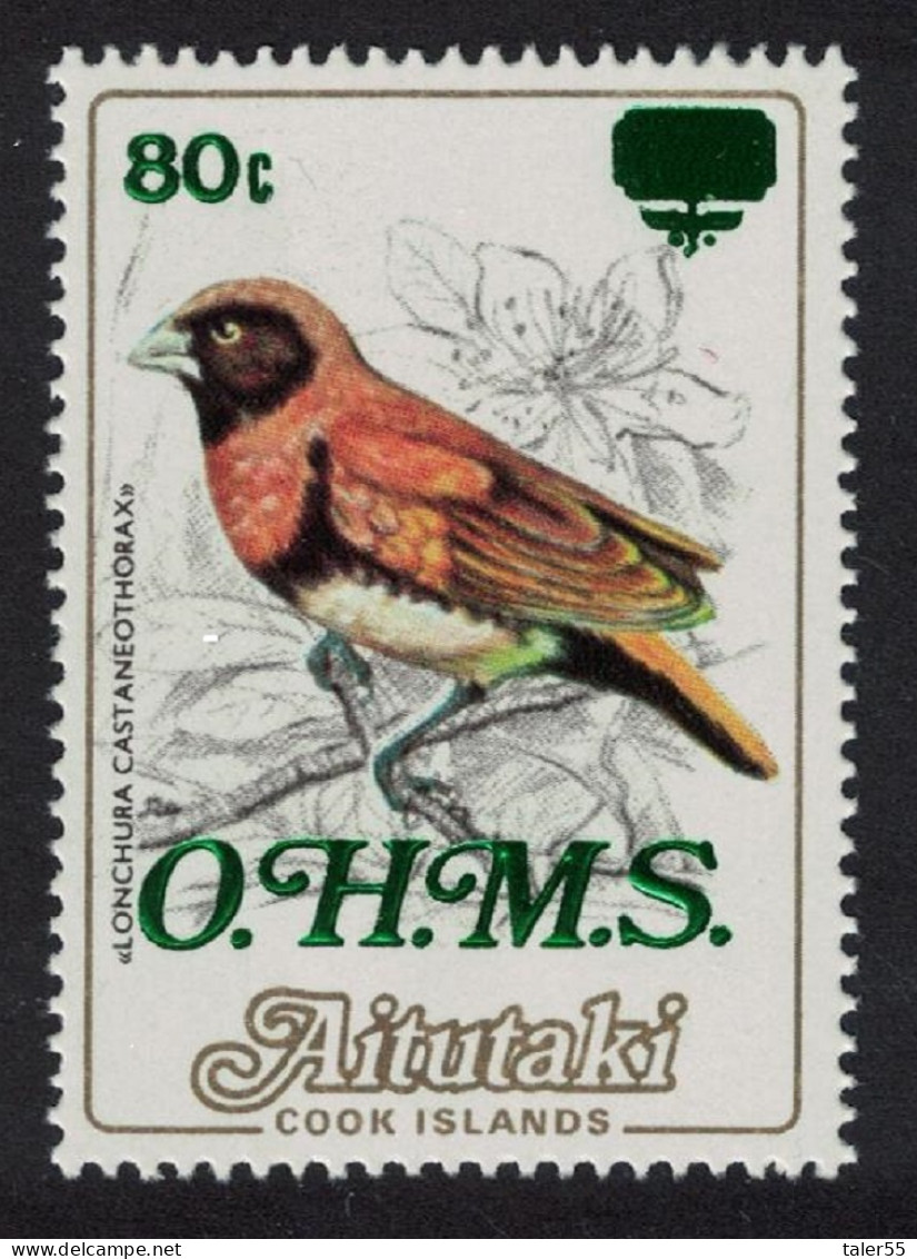 Aitutaki Mannikin Bird 80c On 96c Overprint 'OHMS' 1985 MNH SG#O29 - Aitutaki
