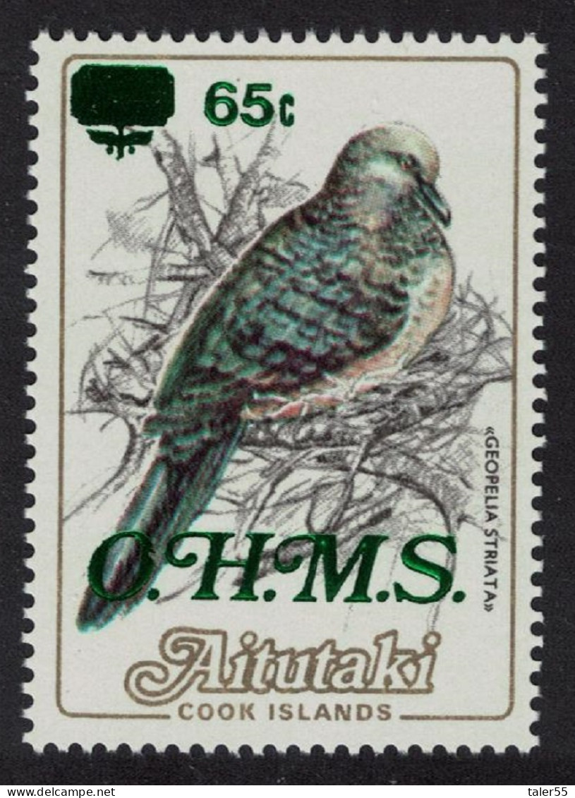 Aitutaki Zebra Dove Bird 65c On 72c Overprint 'OHMS' 1985 MNH SG#O28 - Aitutaki