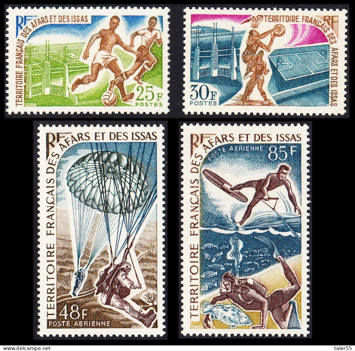 Afar And Issa Football Basketball Parachute Jumping Sports 4v 1967 MNH SG#510-513 MI#7-10 Sc#315-316+C51-52 - Ongebruikt