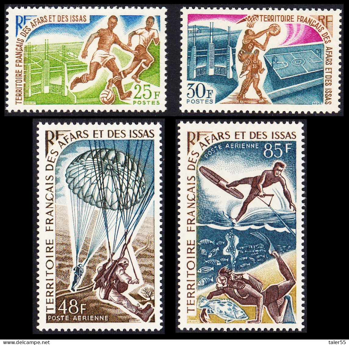 Afar And Issa Football Basketball Parachute Jumping Sports 4v 1967 MNH SG#510-513 MI#7-10 Sc#315-316+C51-52 - Unused Stamps