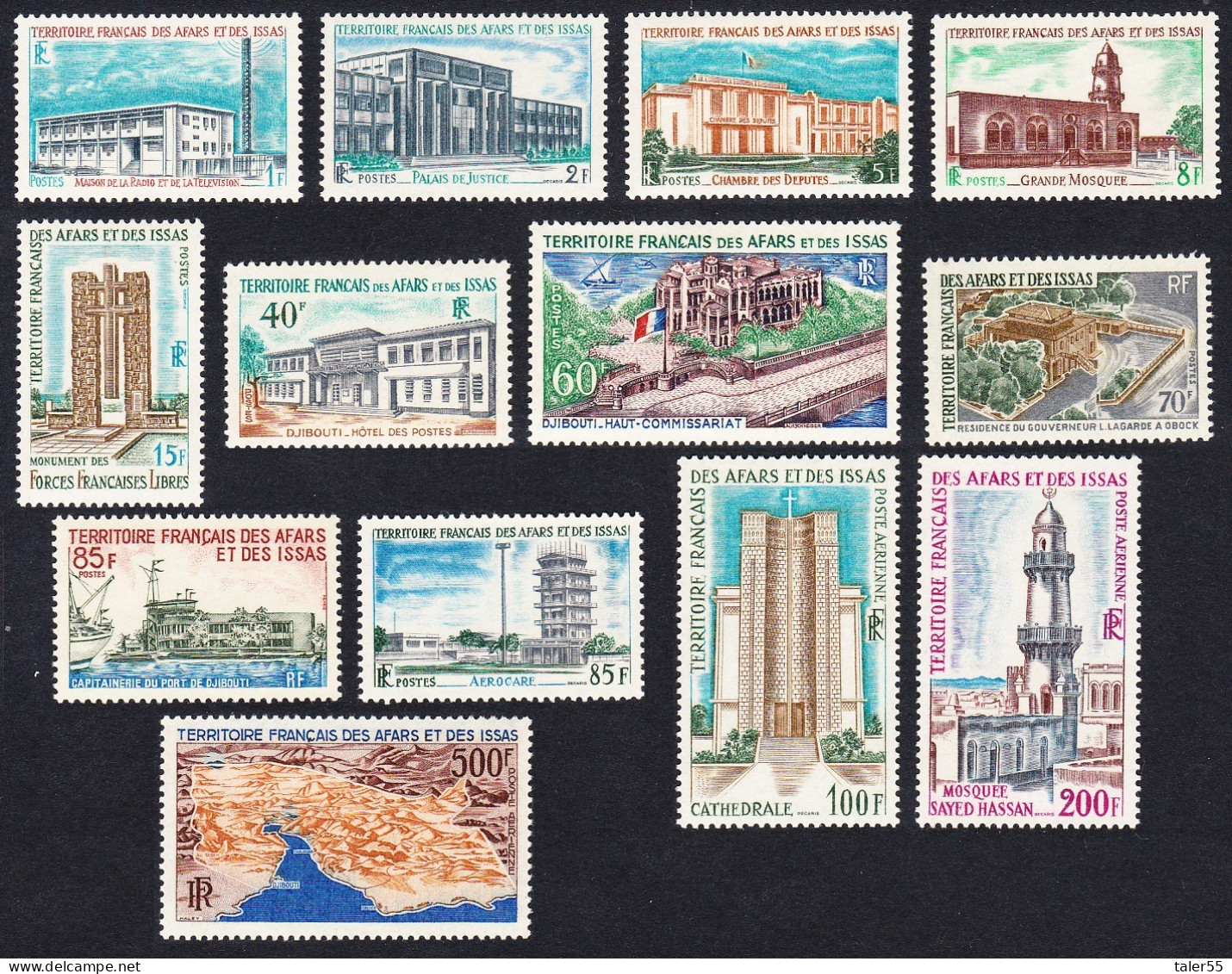 Afar And Issa Buildings And Landmarks 13v COMPLETE 1968 MNH SG#521-533 MI#19=116 Sc#318=33+C53-C55 - Neufs