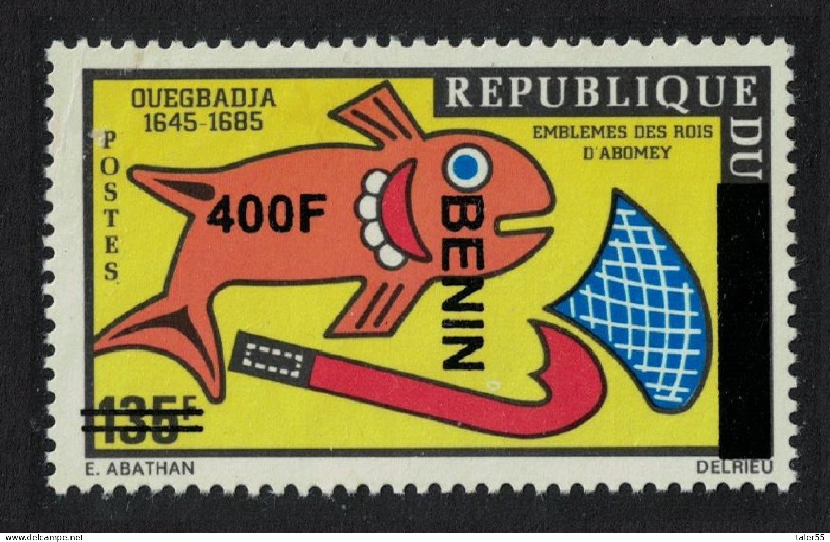 Benin Fish And Hoe Ouegbadja Royal Emblem Ovpt 400F 2009 MNH MI#1584 - Benin – Dahomey (1960-...)