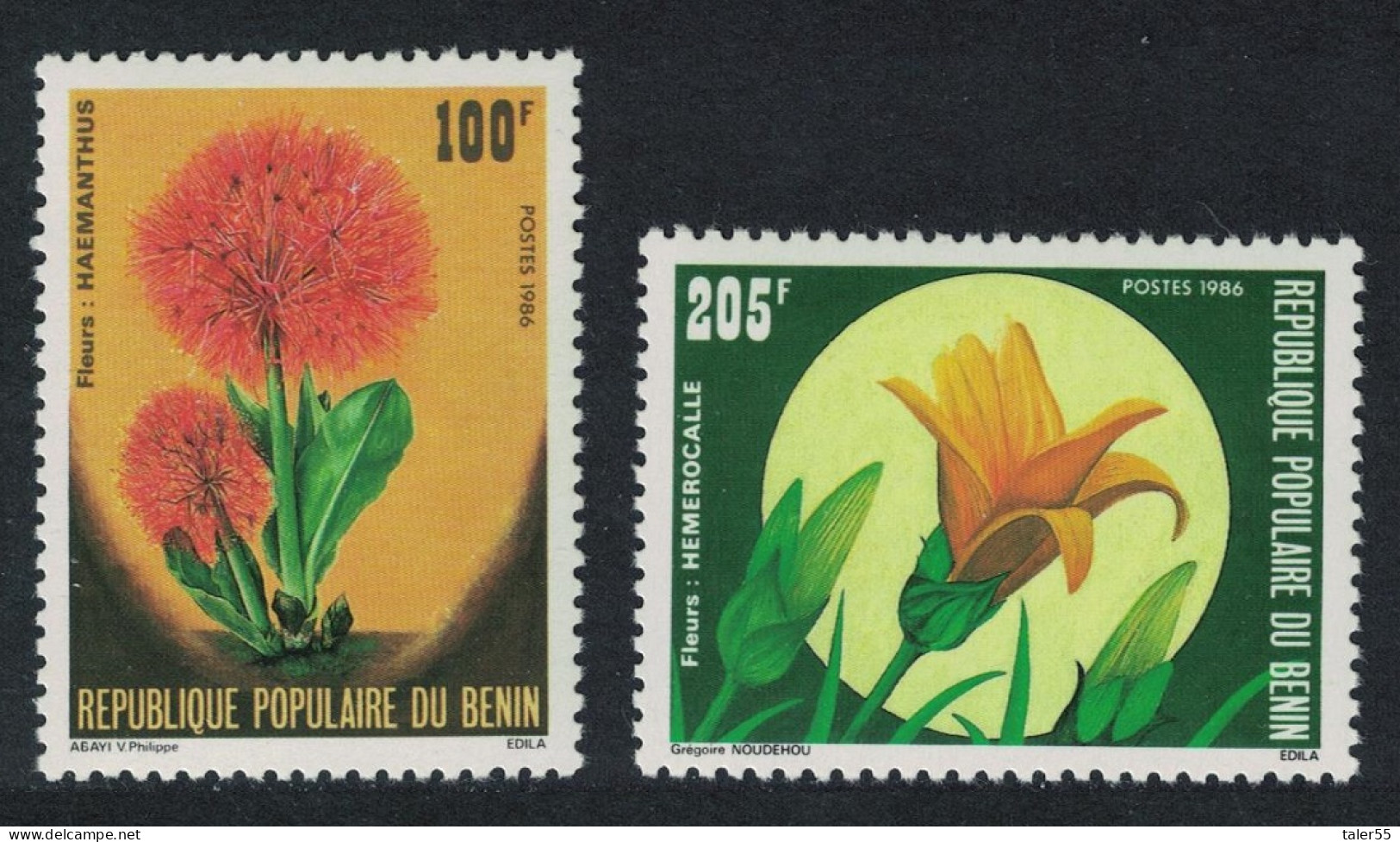 Benin Flowers 2v 1986 MNH SG#1019-1020 - Benin – Dahomey (1960-...)