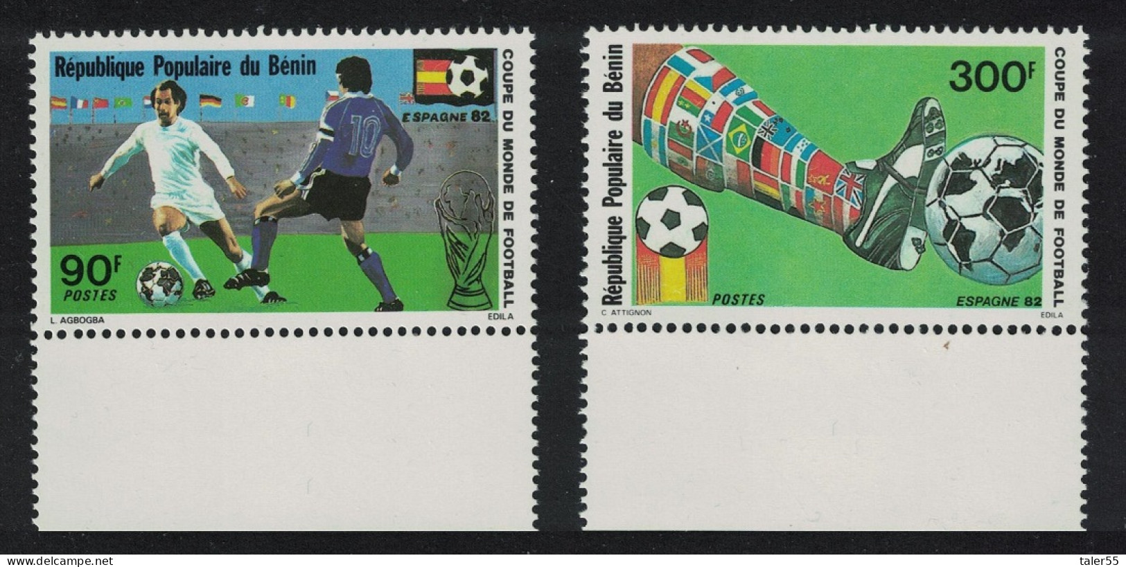 Benin World Cup Football Championship Spain 2v Margins 1982 MNH SG#854-855 - Benin - Dahomey (1960-...)