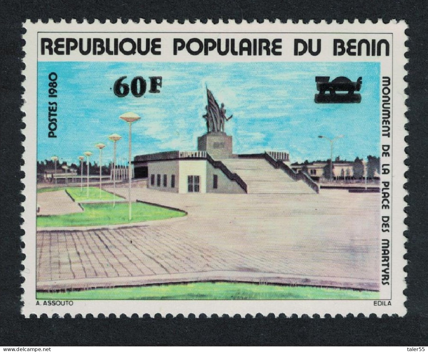 Benin Martyrs Square Cotonou Ovpt 60F/70F 1983 MNH SG#881 MI#308 - Benin - Dahomey (1960-...)