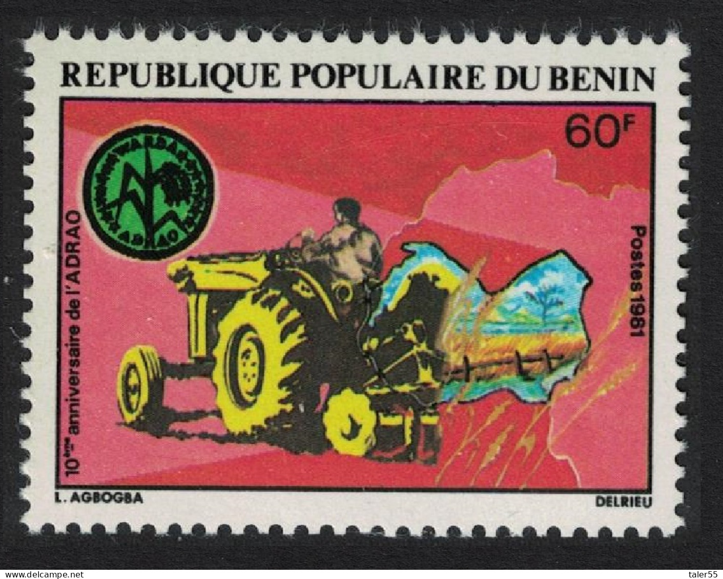 Benin Tractor Rice Cultivation 1981 MNH SG#846 - Benin - Dahomey (1960-...)