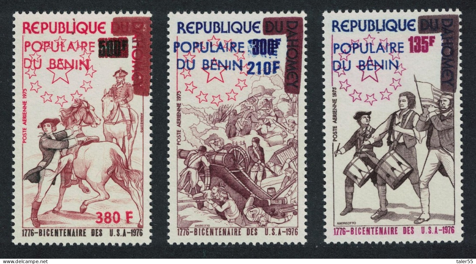 Benin US Bicentenary 3v Overprinted 1976 MNH SG#609-611 MI#61-63 - Benin - Dahomey (1960-...)