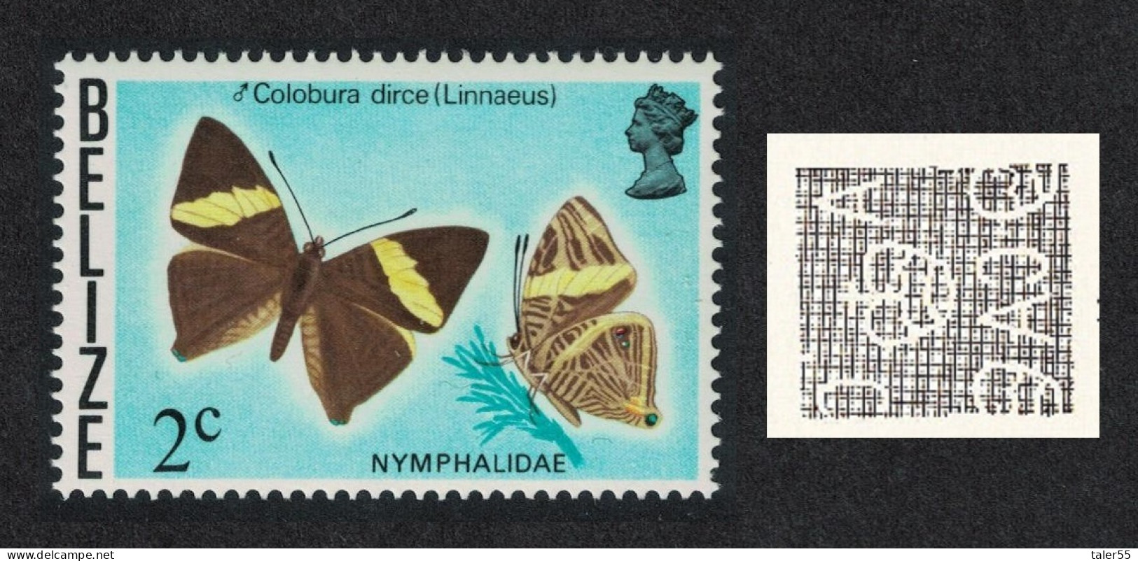 Belize Butterfly 'Colobura Dirce' 2c Watermark Ww12 Sideways 1974 MNH SG#382 - Belice (1973-...)