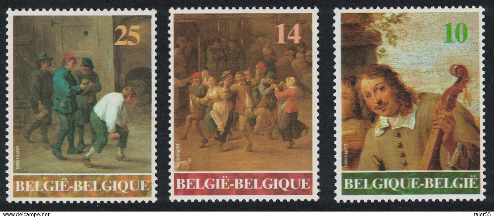 Belgium 300th Death Anniversary Of David Teniers The Younger Painter 3v 1990 MNH SG#3043-3045 - Unused Stamps