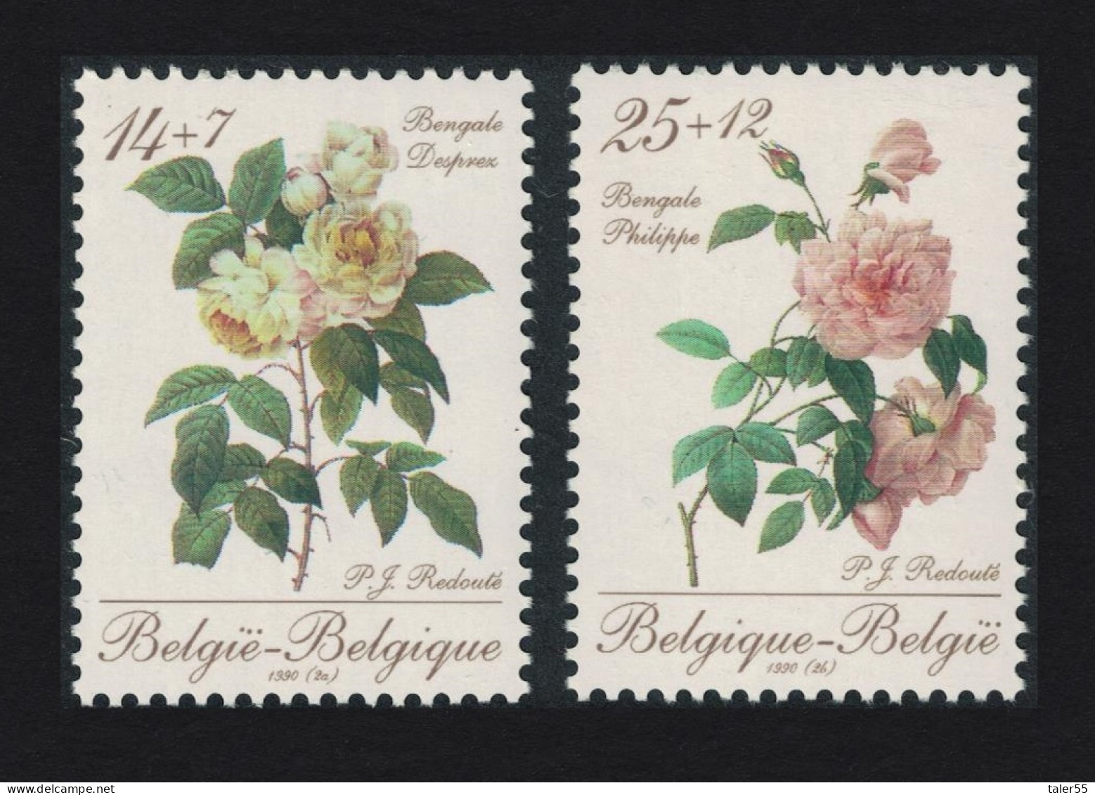 Belgium '60 Roses For A Queen' By Pierre-Joseph Redoute 2v 1990 MNH SG#3009-3010 - Neufs