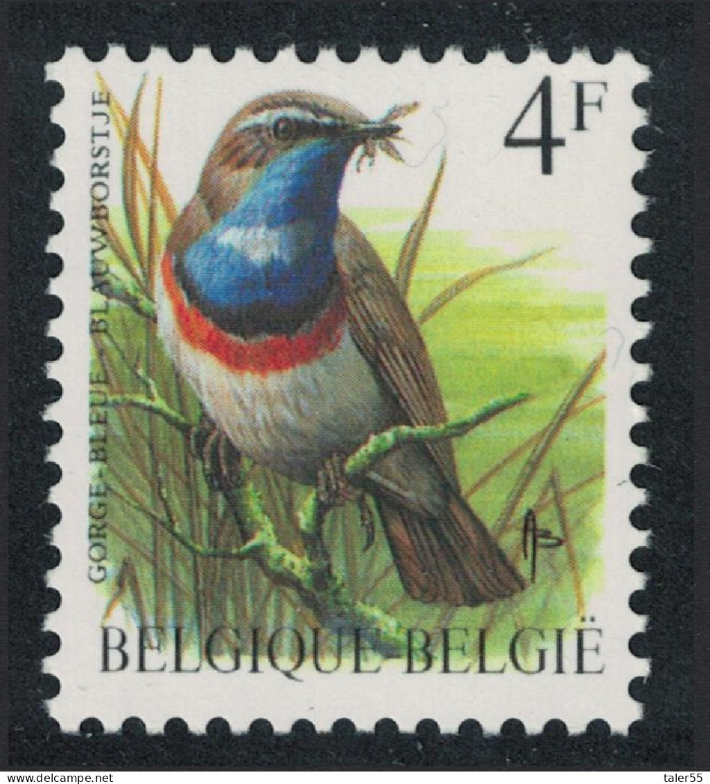 Belgium Bluethroat Bird Buzin 'Gorge-bleue' 4f Normal Paper 1989 MNH SG#2848 MI#2373x Sc#1222 - Unused Stamps