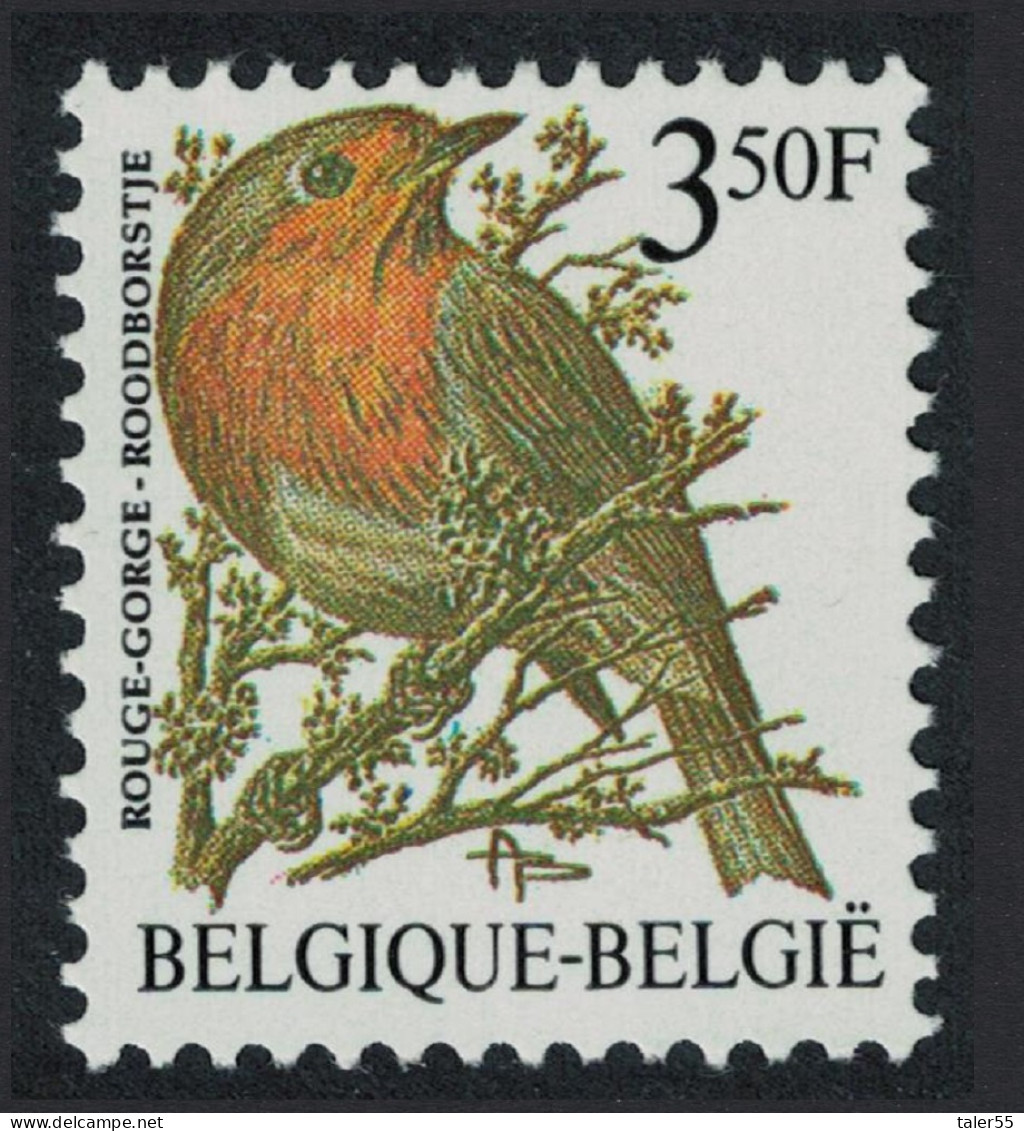 Belgium European Robin Bird Buzin 'Rouge-gorge' 3f.50 1986 MNH SG#2847a MI#2275 Sc#1221 - Unused Stamps