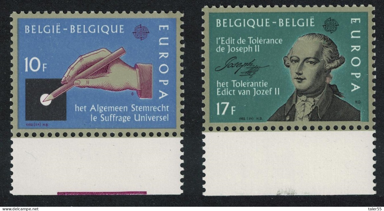 Belgium Historic Events Europa 2v Margins 1982 MNH SG#2692-2693 - Neufs