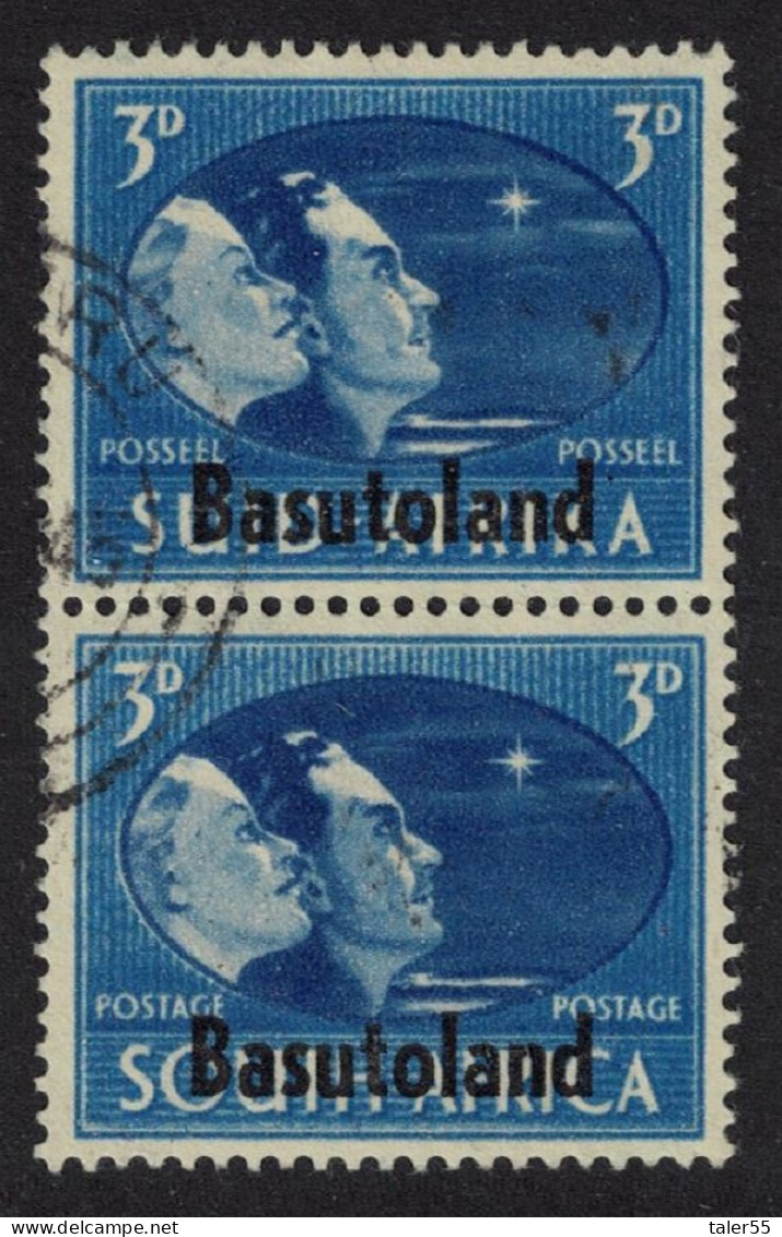 Basutoland Victory Stamps Of South Africa Optd Basutoland Pair 3d 1945 Canc SG#31p - 1933-1964 Kronenkolonie