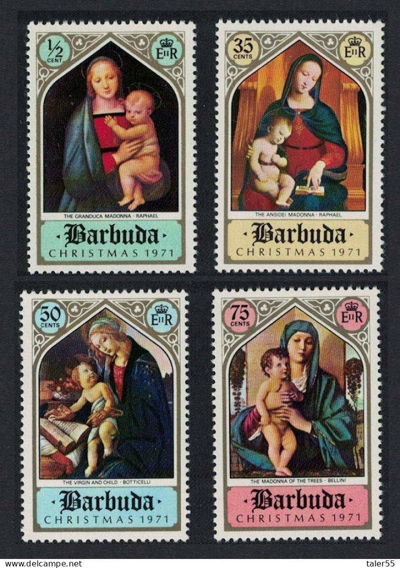 Barbuda Paintings 'Madonna' Raphael Botticelli Bellini 4v 1971 MNH SG#98-101 - Barbuda (...-1981)