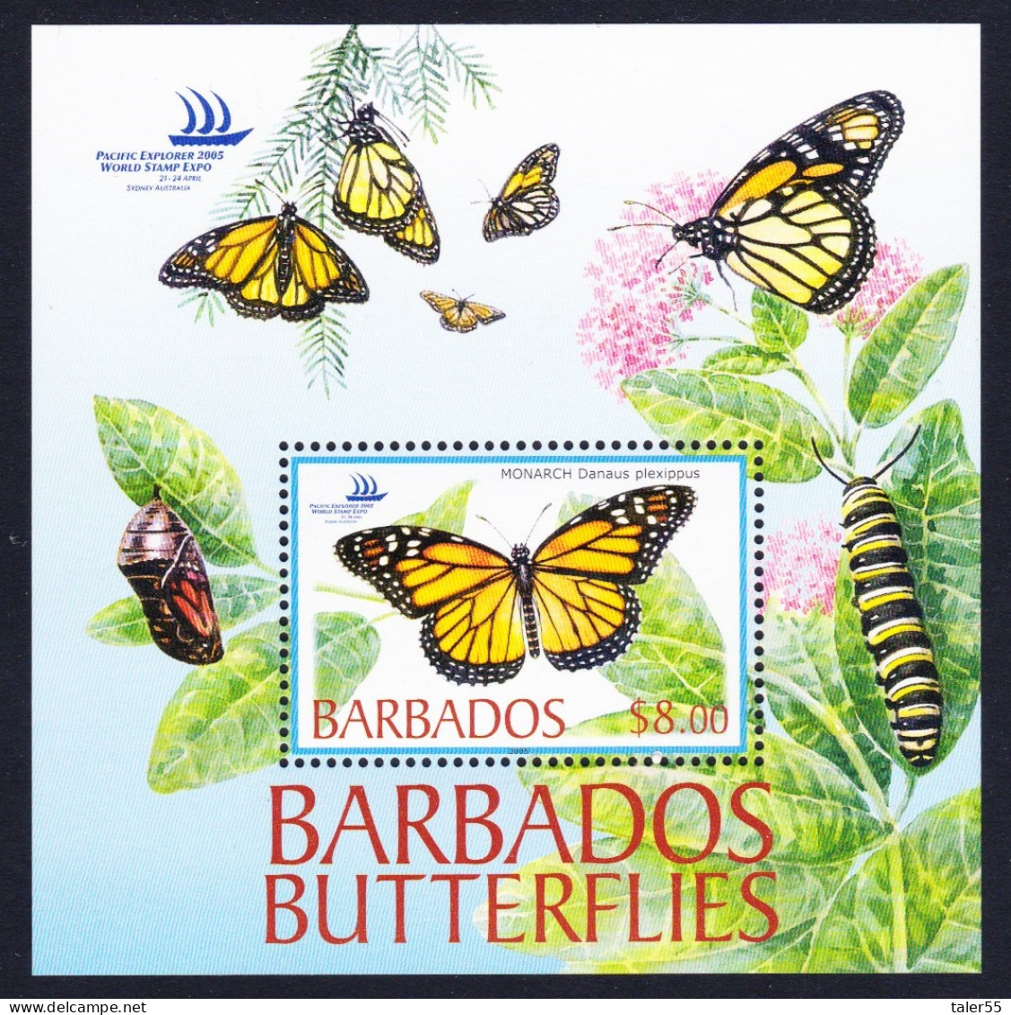 Barbados Butterflies MS 2005 MNH SG#MS1265 Sc#1077 - Barbades (1966-...)