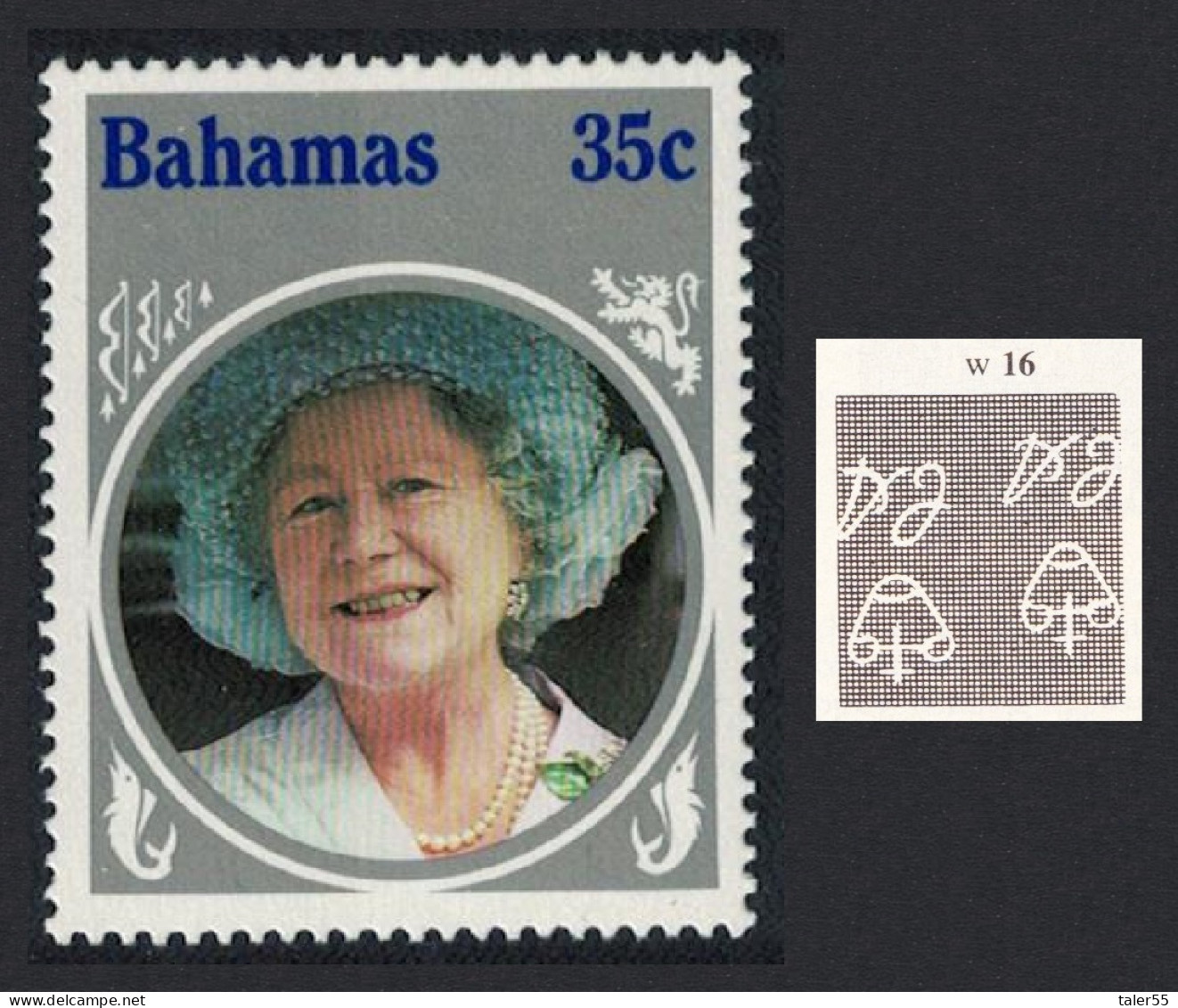 Bahamas Life And Times Of Queen Mother 35c WATERMARK VARIETY 1985 MNH SG#714w - Bahamas (1973-...)