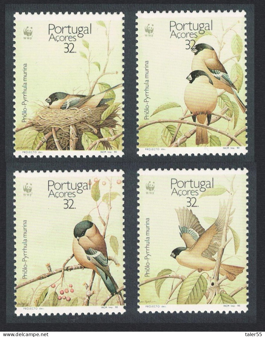 Azores WWF Birds Sao Miguel Bullfinch 4v 1990 MNH SG#500-503 MI#405-408 Sc#385-388 - Azores