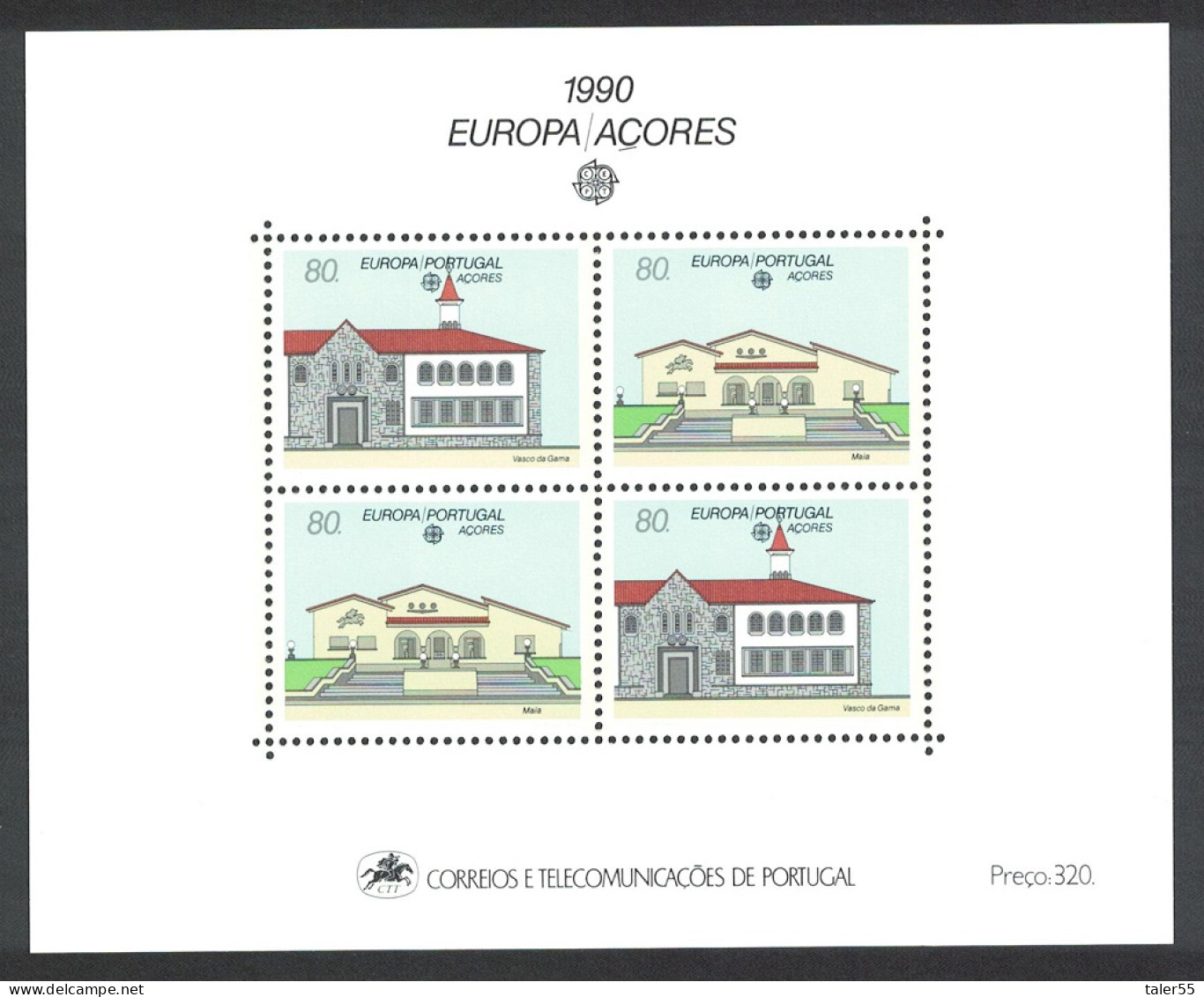 Azores Europa Post Office Buildings MS 1990 MNH SG#MS505 MI#Block 11 - Azores