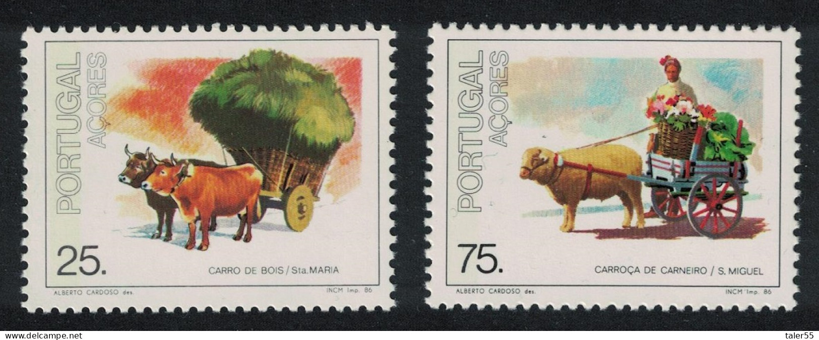 Azores Ox Sheep Cattle Traditional Carts 2v 1986 MNH SG#474-475 - Azores