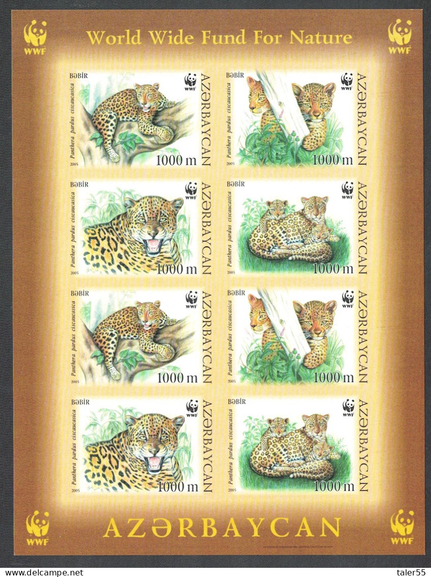 Azerbaijan WWF Caucasus Leopard Imperf Sheetlet Of 2 Sets 2005 MNH SG#591-594 MI#592B-595B - Aserbaidschan