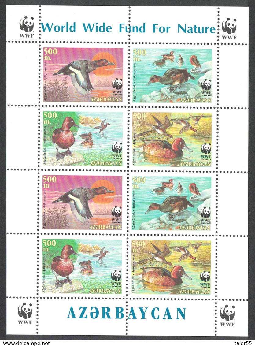 Azerbaijan Birds WWF Ferruginous Duck Sheetlet Of 2 Sets 2000 MNH SG#480-483 MI#474-477 Sc#704 A-d - Azerbaïjan