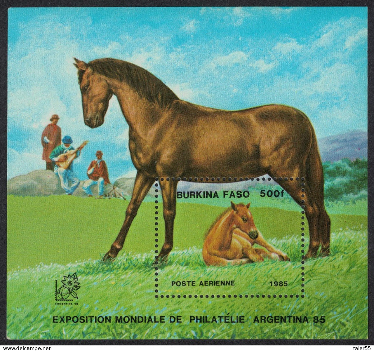 Burkina Faso Horse 'Argentina 78' Exhibition MS 1985 MNH SG#MS808 MI#Block 188 - Burkina Faso (1984-...)
