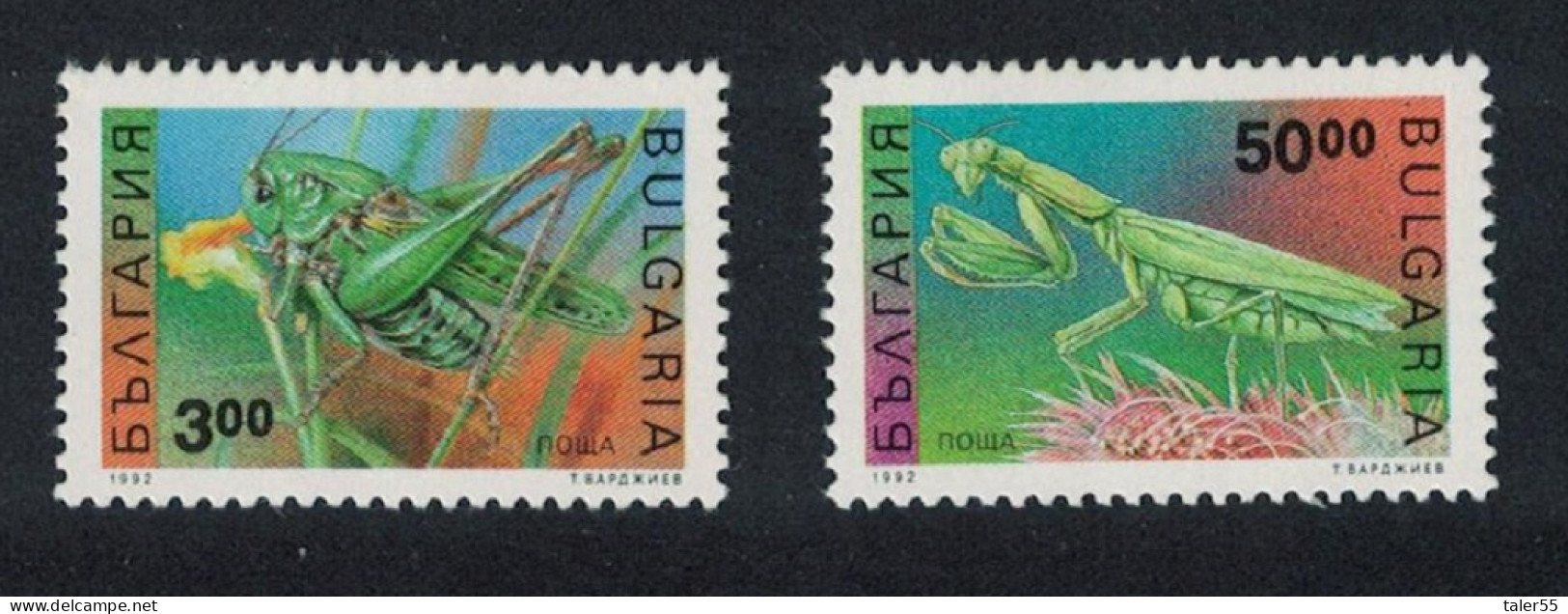 Bulgaria Grasshopper Praying Mantis Insects 2v High Values 1992 MNH SG#3854+3859 MI#4016-4017 - Ongebruikt