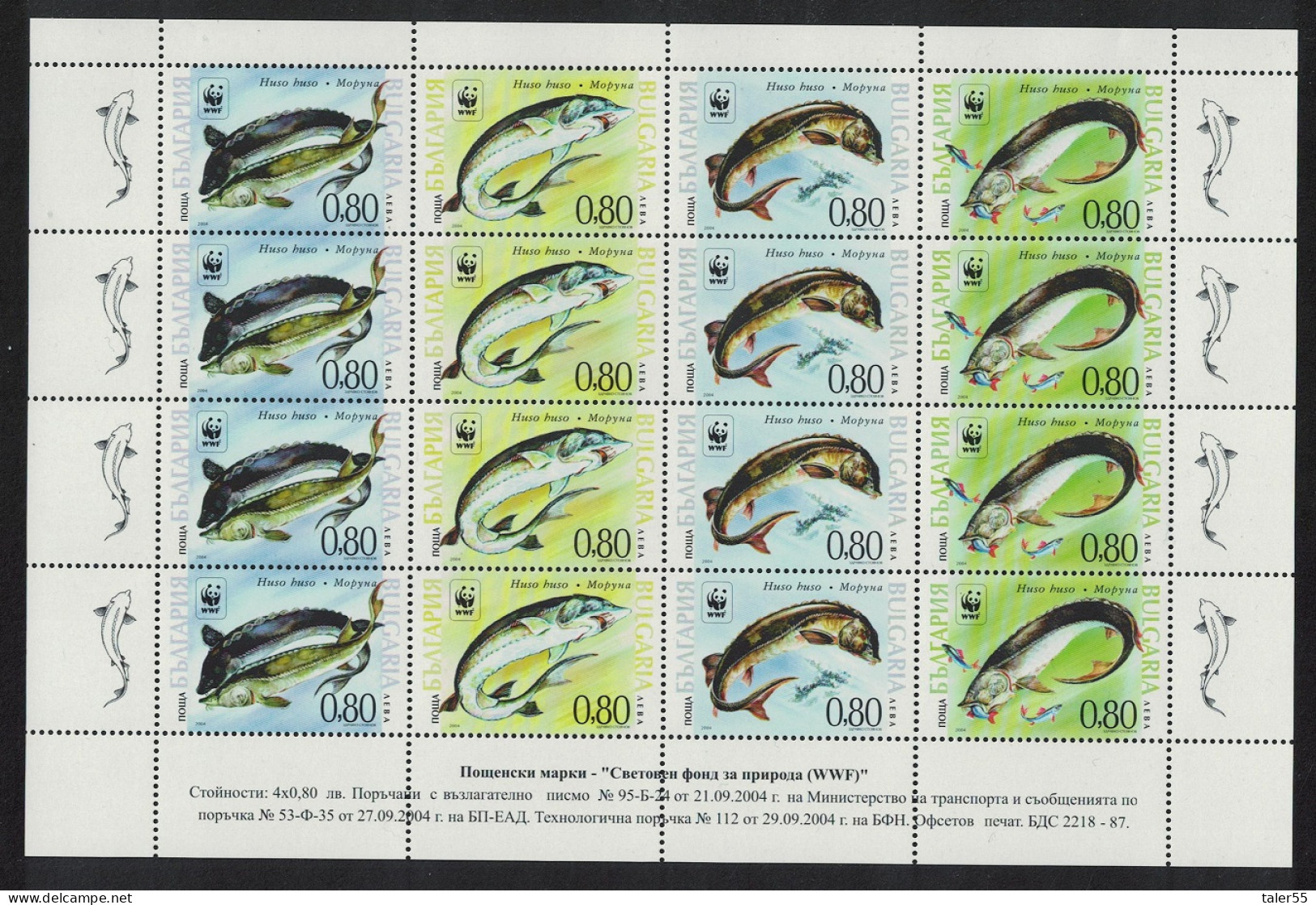 Bulgaria WWF Giant Sturgeon Sheetlet Of 4 Sets 2004 MNH SG#4516-4519 MI#4678-4681 Sc#4330 A-d - Ongebruikt