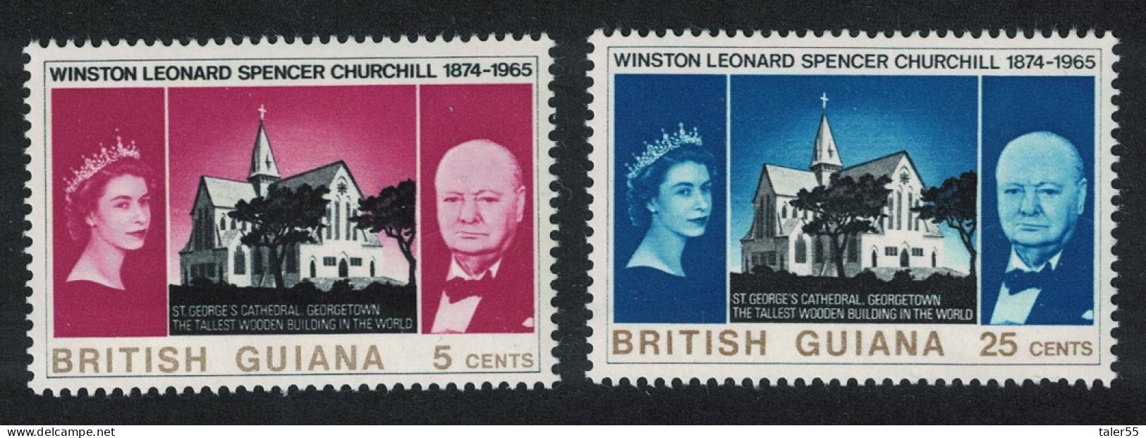 Br. Guyana Churchill Commemoration 2v 1966 MNH SG#374-375 - Rhodésie & Nyasaland (1954-1963)