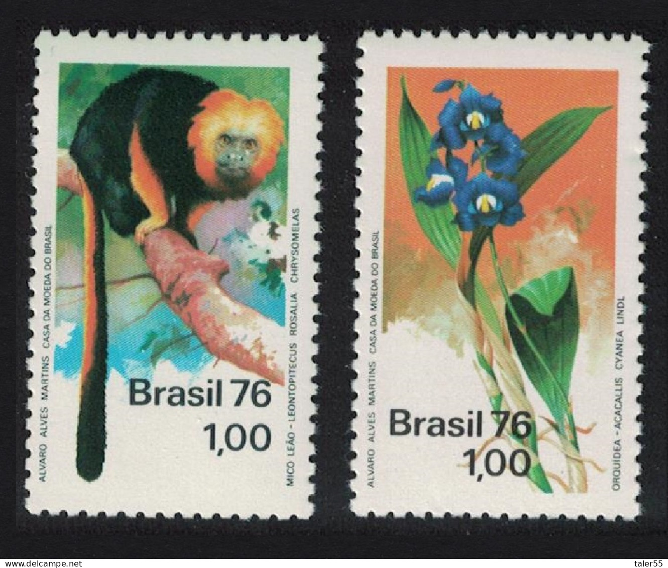 Brazil Tamarin Monkey Orchid Nature Protection 2v 1976 MNH SG#1589-1590 Sc#1438-1439 - Nuovi