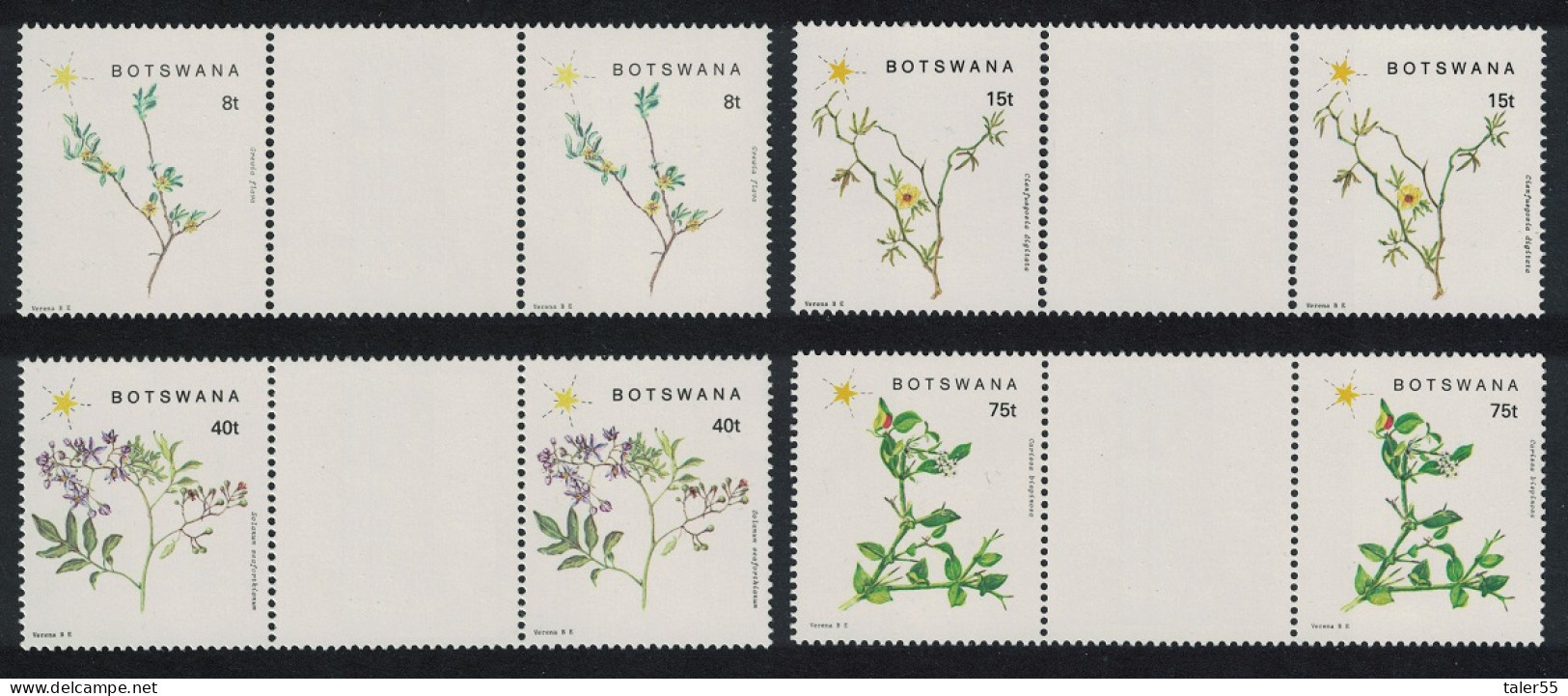 Botswana Flowering Plants 4v Gutter Pairs 1988 MNH SG#665-668 - Botswana (1966-...)