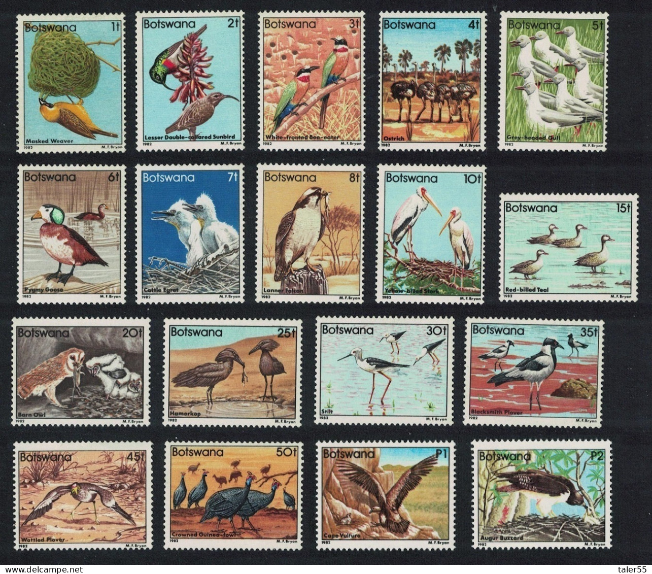 Botswana Owl Duck Buzzard Fowl Vulture Birds 18v 1982 MNH SG#515-532 - Botswana (1966-...)